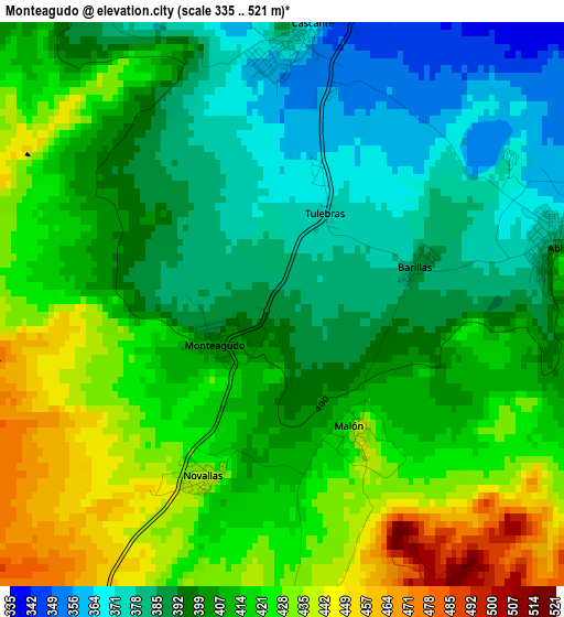 Monteagudo elevation map