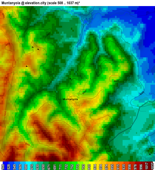 Muntanyola elevation map