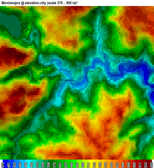 Montanejos elevation map