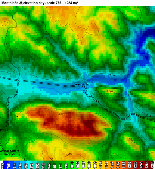 Montalbán elevation map