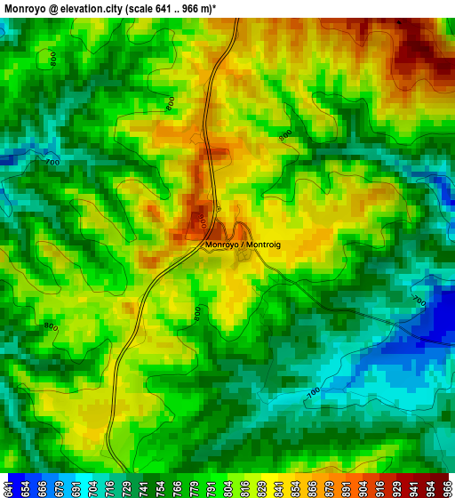 Monroyo elevation map