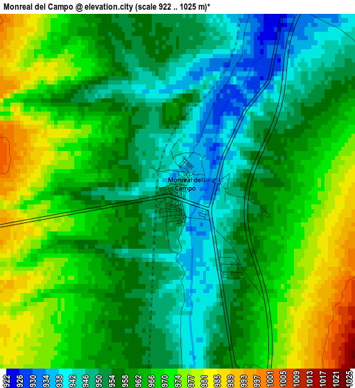 Monreal del Campo elevation map