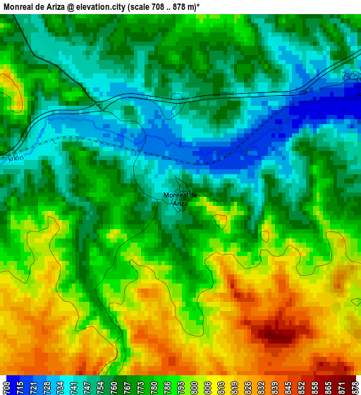 Monreal de Ariza elevation map