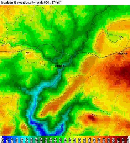 Monleón elevation map