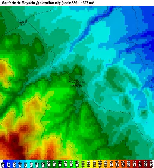 Monforte de Moyuela elevation map