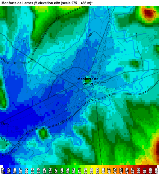 Monforte de Lemos elevation map