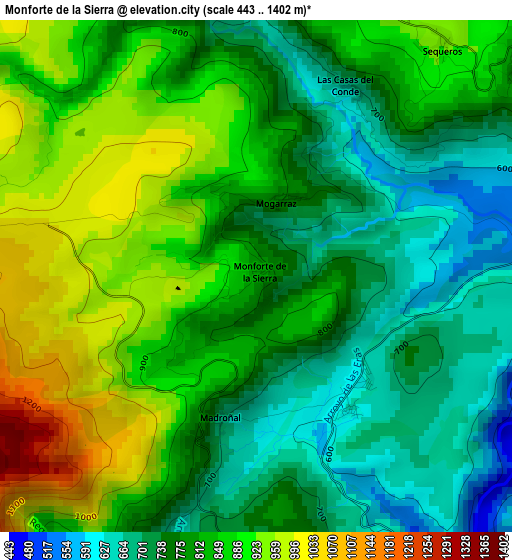 Monforte de la Sierra elevation map