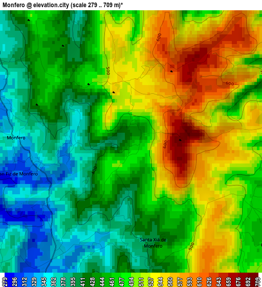 Monfero elevation map