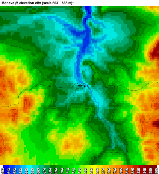 Moneva elevation map