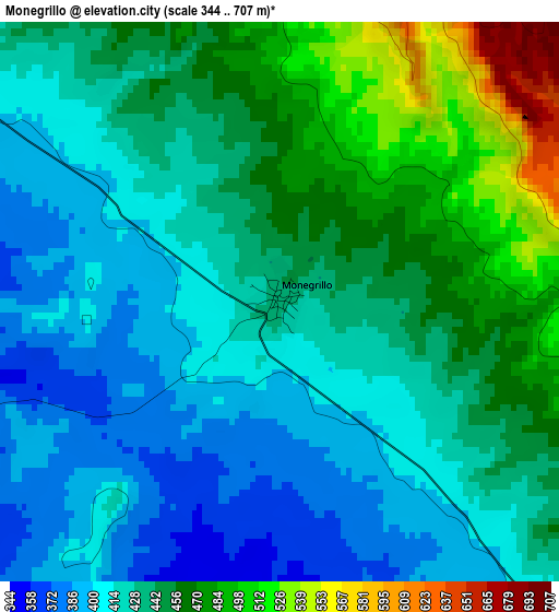 Monegrillo elevation map