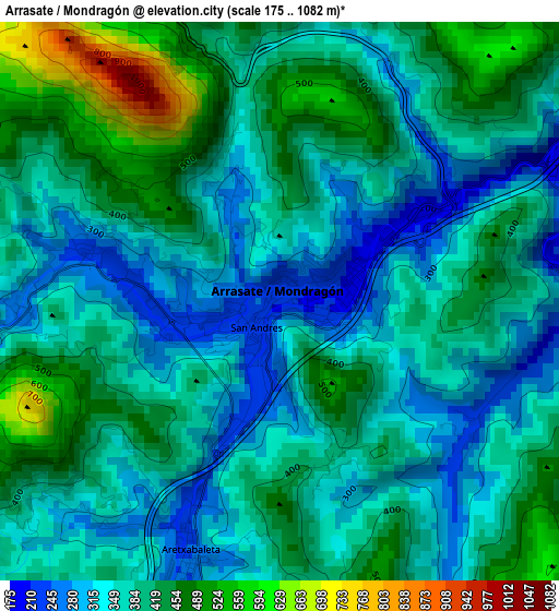 Arrasate / Mondragón elevation map