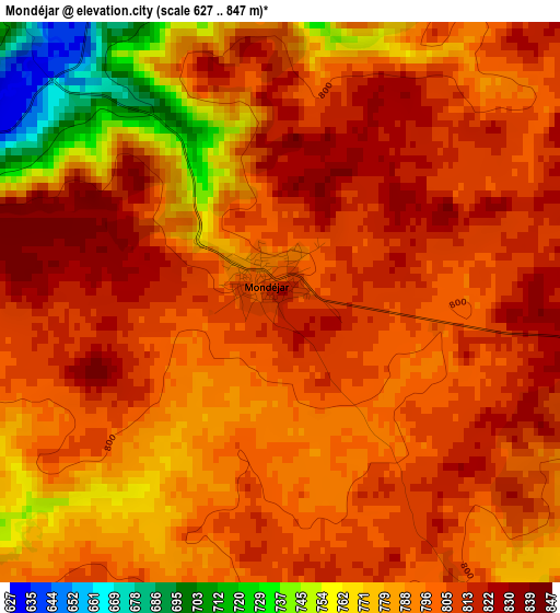 Mondéjar elevation map