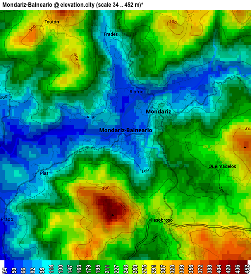 Mondariz-Balneario elevation map