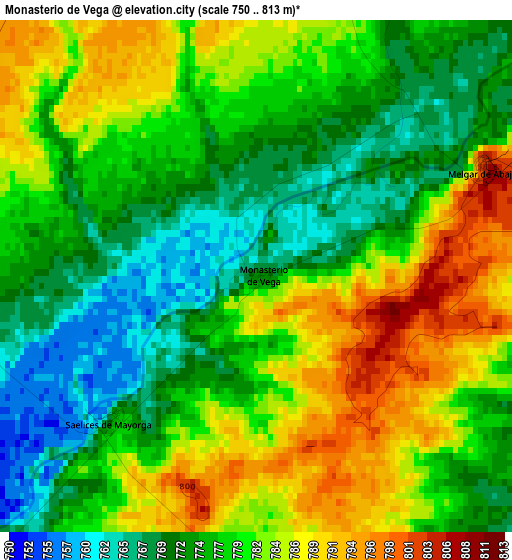 Monasterio de Vega elevation map