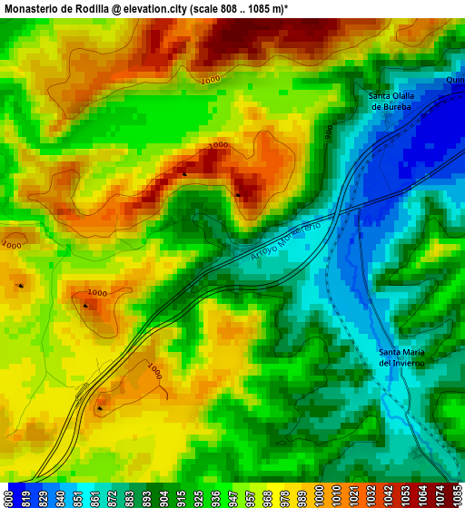 Monasterio de Rodilla elevation map