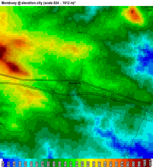 Mombuey elevation map