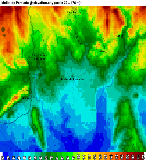 Mollet de Peralada elevation map