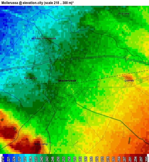 Mollerussa elevation map