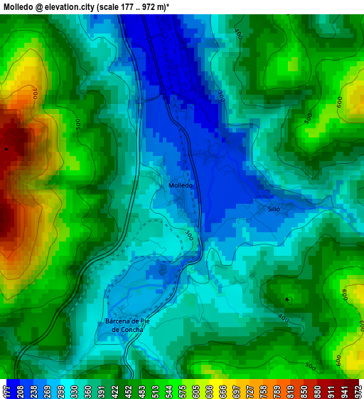 Molledo elevation map