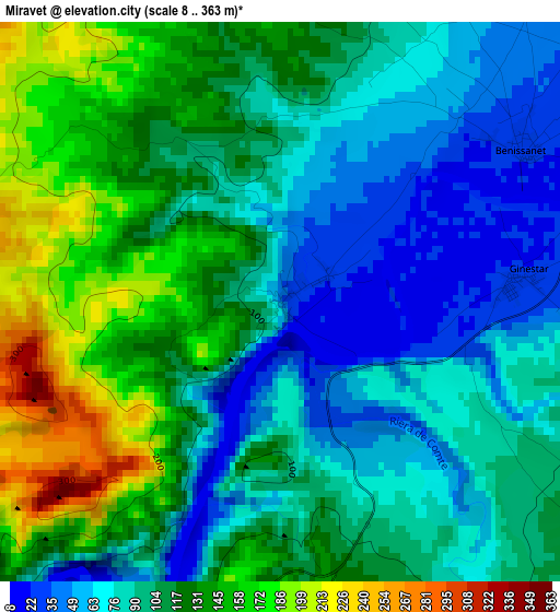 Miravet elevation map