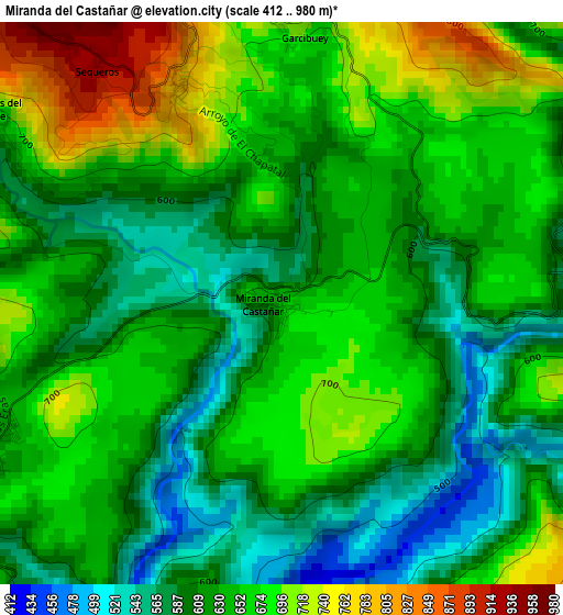 Miranda del Castañar elevation map