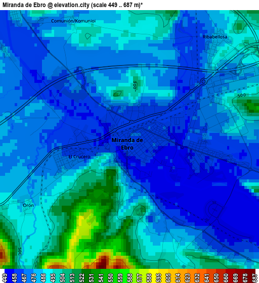 Miranda de Ebro elevation map