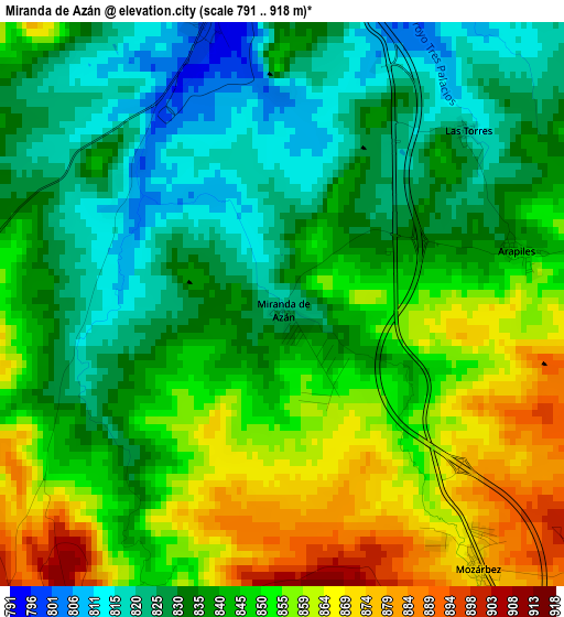 Miranda de Azán elevation map