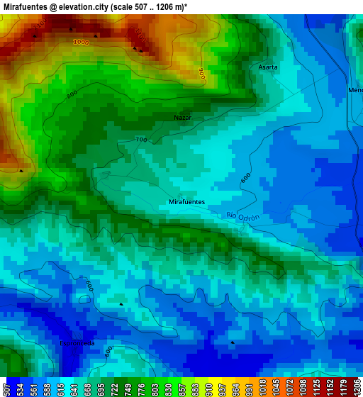 Mirafuentes elevation map