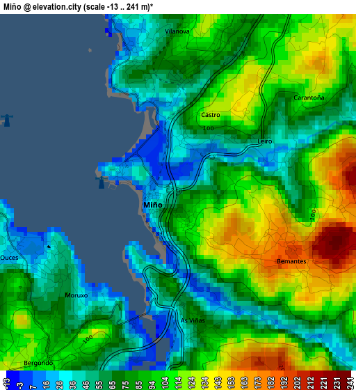 Miño elevation map