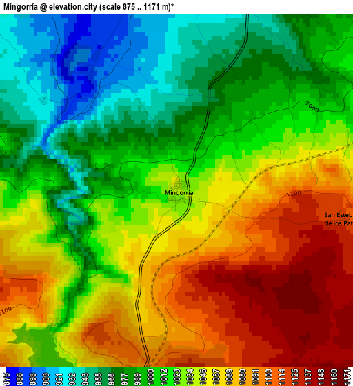 Mingorría elevation map