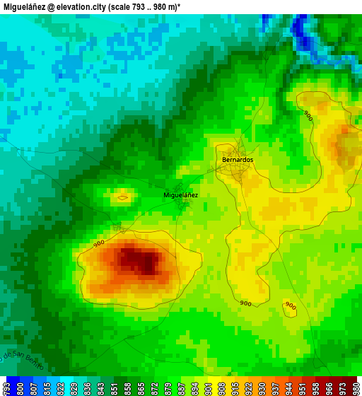 Migueláñez elevation map