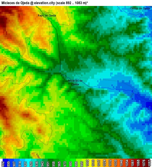 Micieces de Ojeda elevation map