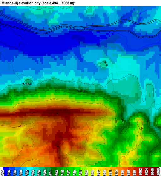 Mianos elevation map