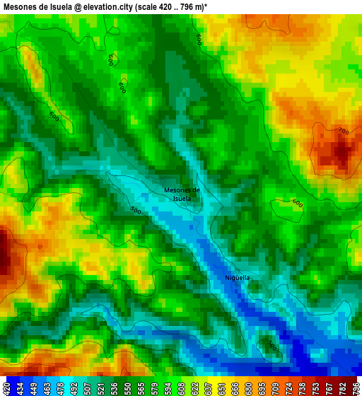 Mesones de Isuela elevation map