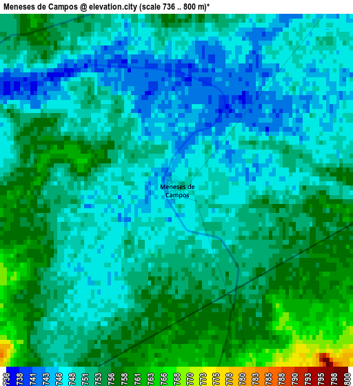 Meneses de Campos elevation map