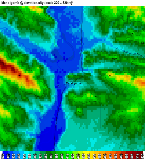 Mendigorría elevation map