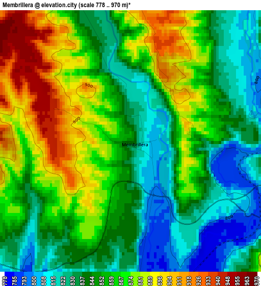 Membrillera elevation map