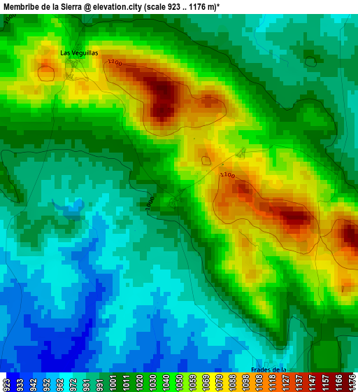 Membribe de la Sierra elevation map