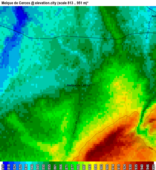 Melque de Cercos elevation map