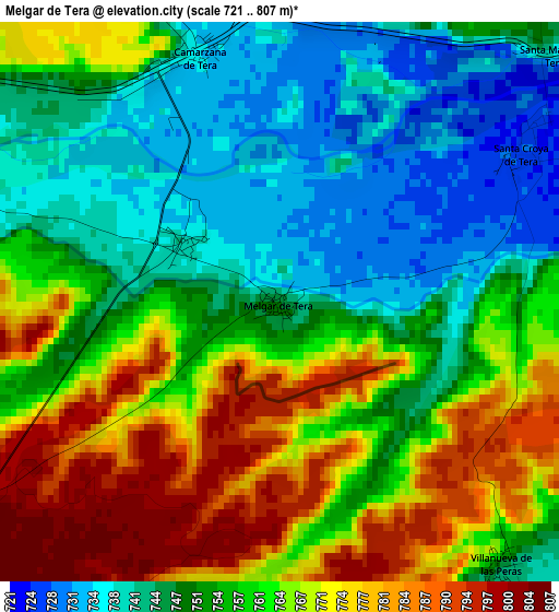 Melgar de Tera elevation map