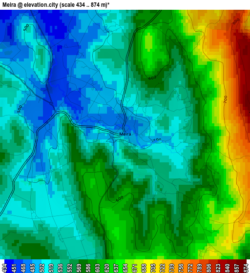 Meira elevation map