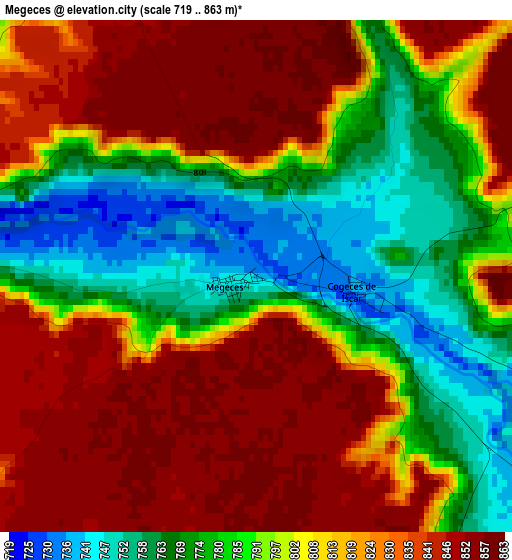 Megeces elevation map