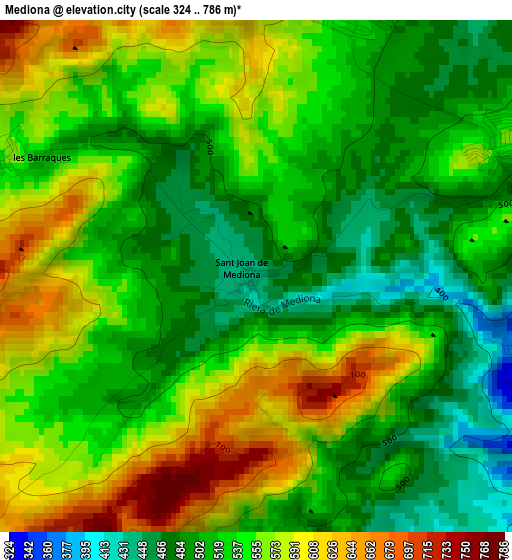 Mediona elevation map