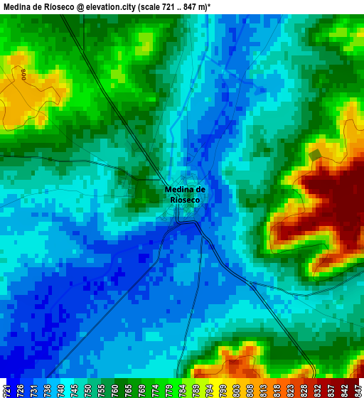 Medina de Ríoseco elevation map