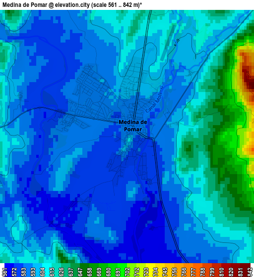 Medina de Pomar elevation map