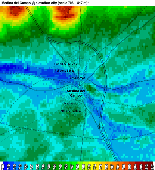 Medina del Campo elevation map