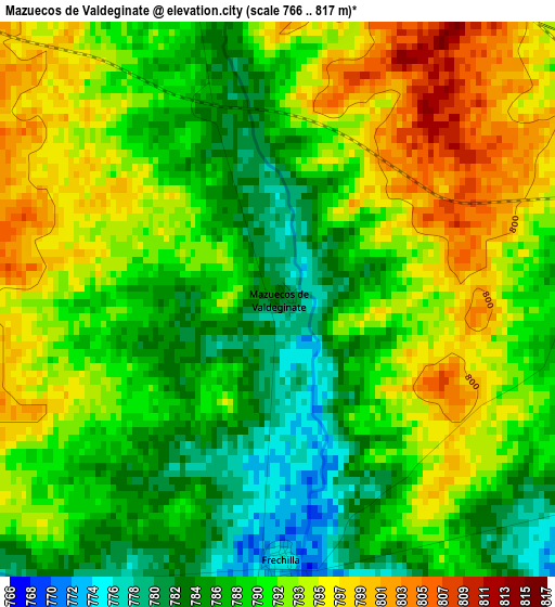 Mazuecos de Valdeginate elevation map