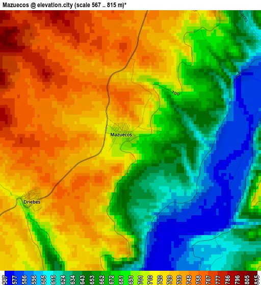 Mazuecos elevation map