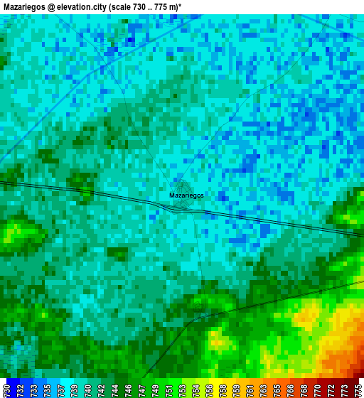 Mazariegos elevation map