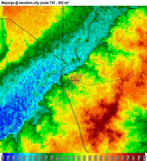 Mayorga elevation map